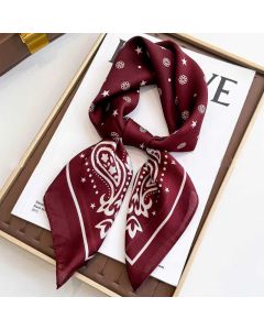 Coffee Women's 70cm Square Scarf - Bohemian Paisley & Vintage Print Collection - Lightweight Satin Feel, Versatile Neck Tie, Head Wrap, Bag Accent, Everyday Elegance, Gift Ready