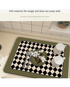 Kitchen Countertop Drainage Mat Absorbent Quick Dry Tech Velvet Dish Drying Pad 40x60cm(CD0076-2)