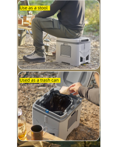 Portable Travel Toilet with Integrated Dual Storage Wings & Odor-Proof Lid – Ergonomic Reusable Foldable Commode with 12.7cm Folding Height for Car Travel & Outdoor Use (Black)