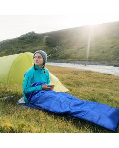 210 x 75cm Blue Portable Envelope Camping Sleeping Bag 1.3kg Thickened Warm Sleeping Bag with Carry Bag, Convertible Blanket Design & 4 Seasons Cold Weather or Warm for Hiking Travel Indoor Outdoor Use