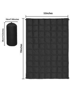 200x140cm Blue Large Outdoor Camping Imitation Silk Cotton Wearable Warmth Blanket, Quilted Poncho Shawl Throw with Storage Bag, Lightweight Warm Camping Quilt for Camping Travel Home Use