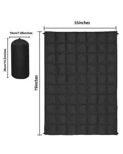 200x140cm Black Large Outdoor Camping Imitation Silk Cotton Wearable Warmth Blanket, Quilted Poncho Shawl Throw with Storage Bag, Lightweight Warm Camping Quilt for Camping Travel Home Use