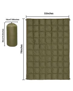 200x140cm Green Large Outdoor Camping Imitation Silk Cotton Wearable Warmth Blanket, Quilted Poncho Shawl Throw with Storage Bag, Lightweight Warm Camping Quilt for Camping Travel Home Use