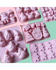 3-Piece Christmas Non-Stick Silicone Baking Mould Set of Santa, Reindeer, Gingerbread Man & Bell Shapes for Chocolate, Candy,  and Mousse Dessert - Easy to Release and Clean, Ideal Making Tools for Christmas in July, Winter Christmas & Secret Santa Gift