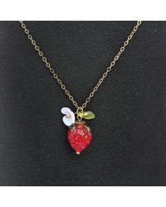 Cute Crystal Strawberry Pendant Jewelry Set for Women with Flower Berries Leaves Bow Earrings and Necklace - Vintage Gold Plated Fruit Charm Accessories Gift Box for Daily Wear, Parties, Dates and Occasions