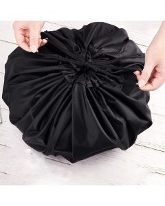 3-Piece Black Waterproof Drawstring Storage Bag and Changing Ground Mat Set for Wet Clothes – Swimwear Raincoat Storage Pouch, Dia 50CM & 90CM & 130CM, Outdoor Swimming Cycling Hiking Travel Accessories