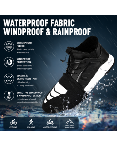 Black Waterproof Rain Leg Covers and Long Half Rain Pants, Quick Pull-On with Adjustable Elastic Top & Snap Closure Cuffs – Lightweight & Reusable, Windproof & Mudproof for Commuting, Cycling, Garden and Outdoor Activities (1 Pair 4XL)