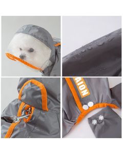 Grey and Green XS size Dog Raincoat with Leash Access and Transparent Hood - Waterproof Full Body Pet Rain Suit for Small and Medium Dogs, Reflective Trim, Removable Tail Cover, Outdoor Walking Apparel