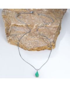 Green Opal Teardrop Platinum-plated chain Pendant Necklace for Women, Elegant Sparkling Opal Drop Necklace, Adjustable Chain Fashion Jewellery Gift