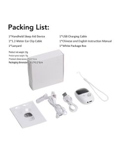 White Handheld CES Sleep Aid Device with Ear Clip - Dual Mode Microcurrent Relaxation, 3 Intensity Levels, USB Rechargeable, Portable Insomnia Relief for Home and Travel