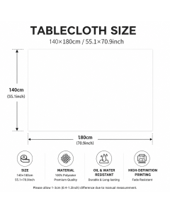 Christmas Waterproof Tablecloth (Reindeer Design) 140 x 180 cm — Red festive dining tablecloth; oil-resistant and reusable; home décor that creates a holiday atmosphere.
