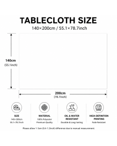 Christmas Waterproof Tablecloth (Christmas Collection Edition)140 x 200cm Festive Holiday Dining Table Cover Oil-Resistant Wipe Clean Christmas Home Decoration