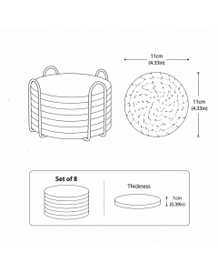 Brown series 8 Piece Handmade Braided Cotton Coasters Set with Holder 4.3 Inch Round Absorbent Drink Coasters Heat Resistant Table Protection Cup Mats for Home Kitchen