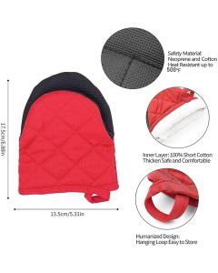 Black Heat Resistant Oven Mitts Set of 2 - Neoprene Cotton Insulated Kitchen Gloves, 500F Heat Protection, Non Slip Silicone Grip for Baking, Cooking, Microwave and Oven Use