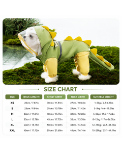 Green Size XL Waterproof Dinosaur Dog Raincoat with Harness Hole Full Body Pet Rain Jacket for Small Dogs Tail Cover Lightweight Outdoor Walking