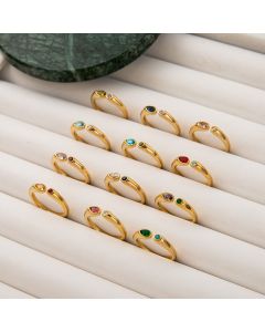 Adjustable Birthstone(April) Open Ring Set 18K Gold Plated Stainless Steel Minimalist Dainty Stackable Gemstone Rings Personalized Jewelry Gift Box Included Everyday Wear Gift