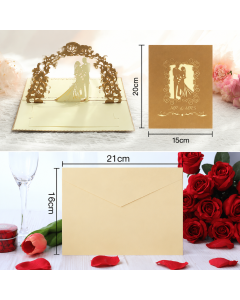 3D Pop Up Wedding Invitation Cards Set of 9 | Luxury Laser Cut Wedding Invitations with Envelope | Elegant Mr & Mrs Bridal Greeting Cards