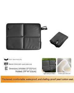 2 Pack Black Portable Foldable Outdoor Seat Cushion - Waterproof Oxford Cloth with Pearl Cotton Core, Lightweight 88g Design, Carabiner Clip for Hiking Camping Picnic Travel