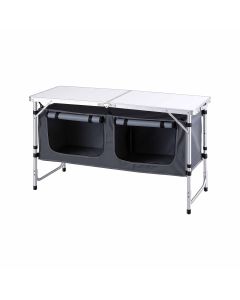 Weisshorn Camping Table Adjustable Storage Cabinet Aluminum MDF 120cm Grey