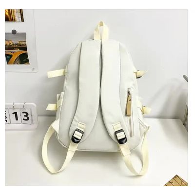 White Stylish and Simple Backpack for High School and College Students – Trendy Women’s Casual Backpack for Travel and Daily Use