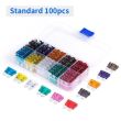 100PCS Standard Blade Auto Car Assorted Fuses Assortment Kits Sets 2A-35A With Box