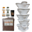 Single 5 Tier Large Verandah Planter Garden Kit (Inc Coir, A & B Nutrient and Bardee Superfly Organic Booster) - Stone White