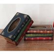 1 Piece Dark Green Vintage Wooden Tissue Box - Creative Book-Shaped Tissue Holder for Home and Restaurant