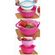 Pink 8-Piece Baking Tool Set - Measuring Cups, Spoons, Rainbow Mixing Bowls, Vegetable Washing Basket, and Flour Sifter