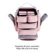 Large Capacity Travel Makeup Backpack with 5 Removable Organizer Cases & Jewelry Roll(pink)