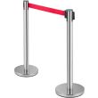 VEVOR Crowd Control Stanchion, Set of 6 Pieces Stanchion Set, Stanchion Set with 2 m Red Retractable Belt, Crowd Control Barrier with Rubber Base – Easy Connect Assembly for Crowd Control (Silver)