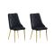 Button Tufted Black with Gold Legs Dining Chairs - Set of 4