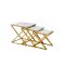 Bella Set of 3 Gold Side Table - White Marble