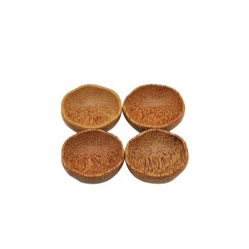 Set of 4 Coconut Wooden Plum Bowl 15cm Natural