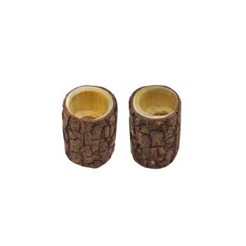 Set of 2 Wooden Natural Egg Cup Natural