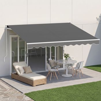 Instahut Retractable Folding Arm Awning Manual Sunshade 3.5M X 3M Grey