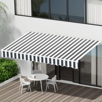 Instahut Retractable Folding Arm Awning Motorised Sunshade 3Mx2.5M Grey White