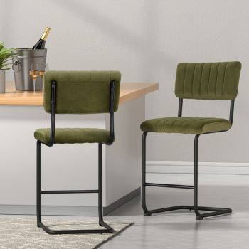 Artiss 4x Bar Stools Velvet Chairs Green