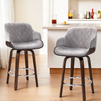 Artiss 4x Bar Stools Swivel Velvet Padded Wooden