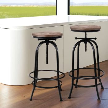 Artiss 4x Bar Stools Kitchen Dining Chairs Adjustable Wooden Vintage Stool