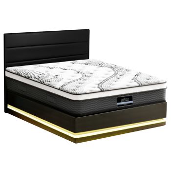Artiss RGB LED Queen Bed Frame with 32cm Giselle Mattress Set