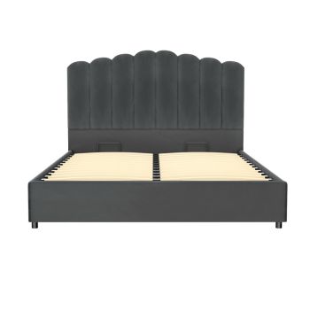 Artiss Bed Frame Queen Size Velvet Grey FION
