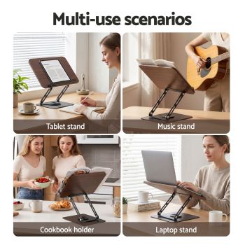 Artiss Book Stand Adjustable Book Holder Foldable Reading Rest Rack with 360 Degree Rotating Base and Page Clip