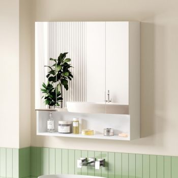 Cefito Bathroom Mirror Cabinet Medicine Adjustable Shelves Wall Hung 700x750mm White