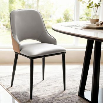 Artiss 1x Dining Chair Hollow PU Leather Kitchen Lounge Cafe Accent Chairs Grey