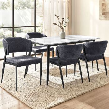 Artiss Dining Chairs Set of 4 Linen Fabric Soft Upholstered Chairs Charcoal