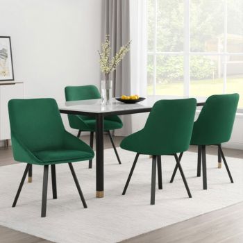 Artiss Dining Chairs Set of 4 Velvet Swivel Base Green