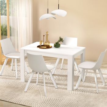 1 Artiss Dining Table and 4 Chairs Set Rectangle White