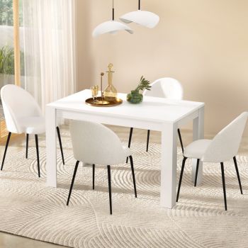 1 Artiss Dining Table and 4 Chairs Set White Sherpa