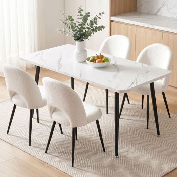 Artiss Dining Table and Chairs Set 5pcs Kitchen Furniture Marble White