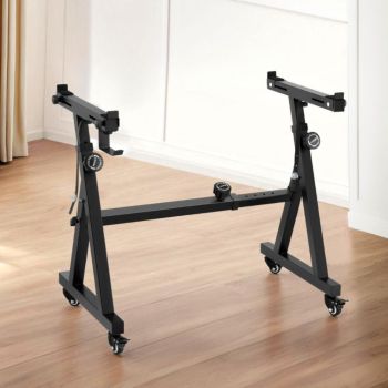 Alpha Heavy Duty Adjustable Piano Stand with Lockable Wheels Z-Stand Black